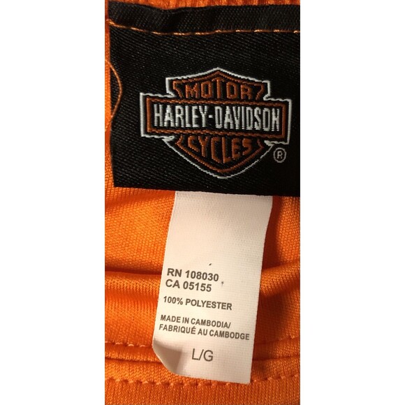 Harley Davidson Mens Large Orange Short Sleeve Shirt T Shirt - Picture 5 of 6